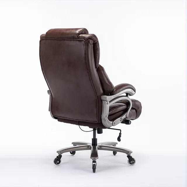 Reposabrazos reclinable de cuero marrón con respaldo alto de lujo de la mejor calidad, silla giratoria para oficina