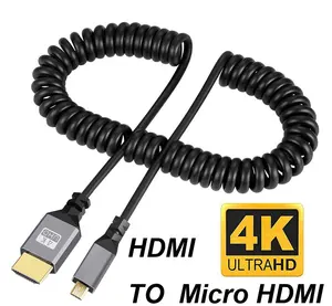4K 60Hz 0.5-2.4M Compatibel Hdmi Naar Hdmi Micro Hdmi/Coiled Extension Flexibele Spiraal Kabel male Naar Male Plug Kabel