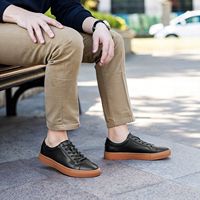 Chaussures de sport décontractées pour hommes en cuir de vachette de haute qualité, cuir véritable de première qualité, style course et marche, avec amorti