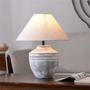 Retro Trung Quốc phòng ngủ Đèn bàn wabi-sabi gốm trang trí đèn phòng khách sạn cạnh giường ngủ đêm chiếu sáng vải Chụp đèn - Product Image 3