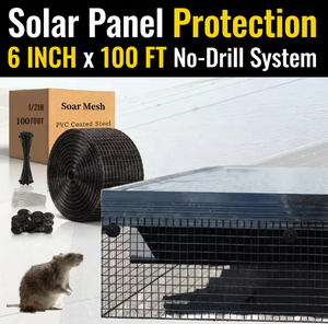 Kit de protection pour panneaux solaires en treillis soudé enduit de PVC noir anti-mastication, 6 pouces x 100 pieds, pour toiture, dissuasion des oiseaux et des rongeurs - Product Image 1