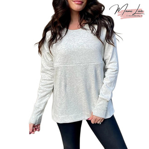 Felpa Oversize per Maternità e Allattamento in Misto Cotone con Doppia Cerniera Traspirante Estiva Vestibilità Ampia - Product Image 2