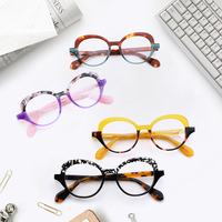 Montures optiques transparentes colorées en acétate, lunettes rondes vintage, montures de lunettes pour femmes, lunettes de prescription en gros