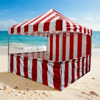 Mini Tente de Promotion Rouge et Blanche à Rayures, Tente de Salon Commercial Pliante, Gazebo Extérieur Robuste en Aluminium, Auvent Pop-up