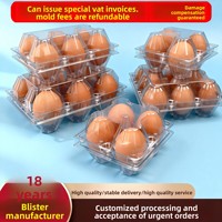Barquette transparente jetable en PET BOHE pour œufs, format allongé, qualité alimentaire, lot de 10