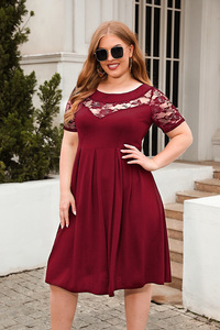 Abito Casual da <span class=keywords><strong>Donna</strong></span> ODM Nuovo con Pizzo Traforato, Vestito Comodo per Vacanze e Lavoro, Abbigliamento <span class=keywords><strong>Donna</strong></span> <span class=keywords><strong>Taglie</strong></span> <span class=keywords><strong>Forti</strong></span> Pronto per la Spedizione - Product Image 6