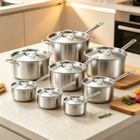 Ensemble de casseroles pour cuisinière à induction, batterie de cuisine en acier inoxydable, ensemble de casseroles en acier inoxydable pour la maison