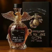 Fábrica al por mayor de vidrio de borosilicato alto en forma de águila botella de vino de whisky decantador botella de licor de vidrio