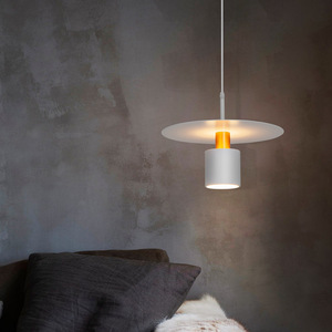 Suspension de bar en métal de style nordique minimaliste moderne danois, tête unique, blanc chaud, chambre à coucher, chevet, base E26 - Product Image 5