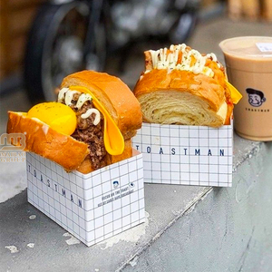 Boîte d'emballage jetable pour <span class=keywords><strong>sandwich</strong></span> à emporter boîtes en papier pour hamburger sandwiches et frites - Product Image 2