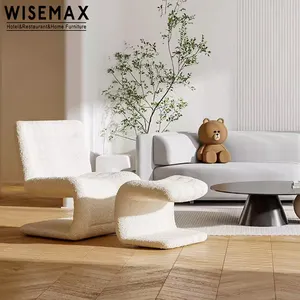 WISEMAX FURNITURE北欧レジャーリビングルーム家具ソファモダンなブークル生地ハイバックラウンジアクセントチェアオットマン付き