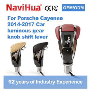 Navihua Leather Car <b>Gear</b> <b>Knob</b> Shift Lever Cover Handle for Porsche Cayenne 2011-2017 Upgrade Ergonomic Design Front Back View - Product Image 2