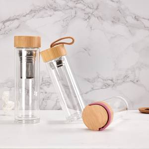 Tasse à thé en verre borosilicate à double paroi avec filtre et couvercle en bois, format voyage, base épaisse de 2,8 mm, pour hommes - Product Image 4