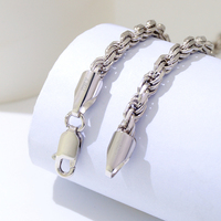 Collier chaîne torsadée en argent sterling 925 massif de 3,7 mm avec coupe diamant pour hommes - Vente en gros de bijoux pour hommes