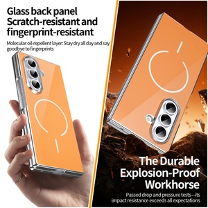 Étui de téléphone magnétique avec panneau arrière en verre tendance pour Samsung Fold 8 3 4 5 6 7 avec protection d'écran avant, placage antichoc - Product Image 4