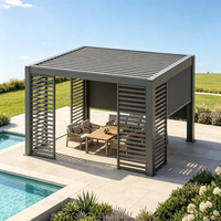 Pergola motorisée intelligente en aluminium, lames orientables, protection UV, écologique, autoportante, sur mesure, pour jardin extérieur