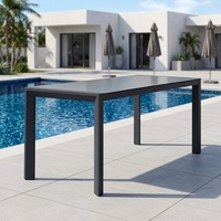 Table à manger d'extérieur moderne OSMEN Grawford, en céramique et verre, avec structure en aluminium, rectangulaire, pour patio, balcon, cour, meubles de jardin
