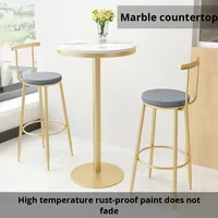 Ensemble de chaises de salle à manger modernes de style nordique européen à pieds hauts, avec revêtement en marbre et pieds en fer, mobilier de maison