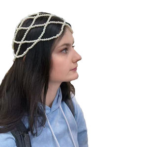 Filet à cheveux vintage en perles - Coiffe de mariée années 1920 avec chaîne de tête en perles et pompons pour <span class=keywords><strong>mariage</strong></span> costume - Product Image 4