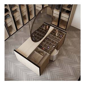 Customized Luxury Wooden Glass Door Walking Open <strong>Closet</strong> Double Bedroom Wardrobe Cabinet - Product Image 5