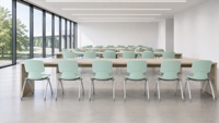 Chaise de conférence ergonomique empilable, coque en plastique vert clair, sans accoudoirs, pliable, pour la formation scolaire et le bureau
