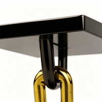Trophée métallique personnalisé en gros avec sculpture en chaîne, placage bicolore brillant, base carrée noire, trophée de récompense pour coopération commerciale