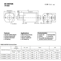 Moteur électrique miniature M20 3,7 V CC à balais avec aimant permanent 12000 tr/min pour appareils électroménagers, maison intelligente, ventilateur, vélo électrique