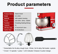 Robot pâtissier électrique SOHEF 1300W avec bol mélangeur de 5L, mélangeur planétaire en alliage plastique pour pâte à tortillas, pour usage en boulangerie