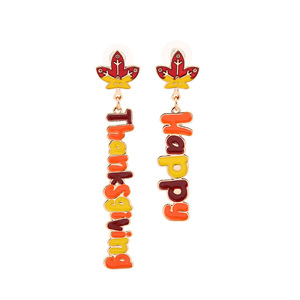 Pendientes de Letras de Acción de Gracias, de Aleación, con Diseño de Hoja de Arce, Joyería de Moda, Pendientes Coloridos con Letras del Alfabeto Inglés - Product Image 5