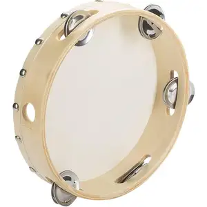 Chất lượng cao bằng gỗ nhạc cụ đồ chơi cầm tay trống với da cừu Tambourines