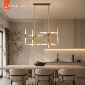 Lustre LED géométrique moderne de luxe avec tiges en verre texturé faites à la main - Product Image 6