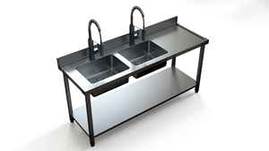 Heavy Duty Stainless Steel Kitchen <b>Work</b> <b>Table</b> with Single/Double Sink and Storage Shelf <b>for</b> Restaurant Prep - Product Image 5