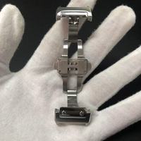 Fermoir de Montre 18mm 21mm pour Montre Cartier Santos, Boucle Déployante Papillon à Double Pression, Acier Inoxydable 316 Couleur Argent
