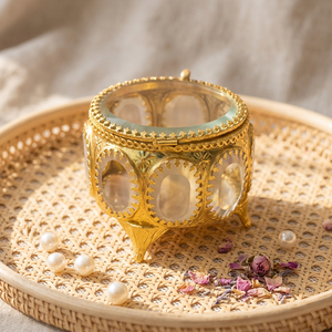 HOME DECOR Golden Iron Jewelry <b>Trinket</b> <b>Box</b> Organizer for Rings Necklaces Cosmetic Storage - Product Image 6