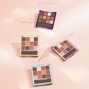 Boîtier compact pour fards à paupières 12 couleurs, logo personnalisé, 12g, boîtier pour fards à paupières avec couvercle en cristal, noir avec emplacement pour pinceau - Product Image 1