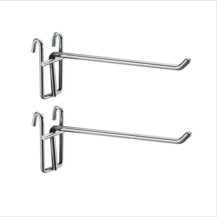 Перфорированная доска, хромированные готовые крючки, недорогой металлический крючок из проволочной сетки для супермаркета