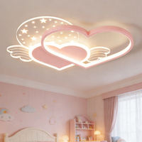 Plafonnier LED Moderne pour Chambre d'Enfant, Lampe de Plafond en Métal à Intensité Variable, Design Mignon de Dessin Animé, Rose et Bleu