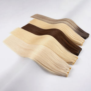 एक दाता डबल तैयार कुंवारी मानव बाल विस्तार उच्च गुणवत्ता वाले 12 ए रीमी नई शैली सीधे हाथ से बंधे हुए वेफ्ट - Product Image 3