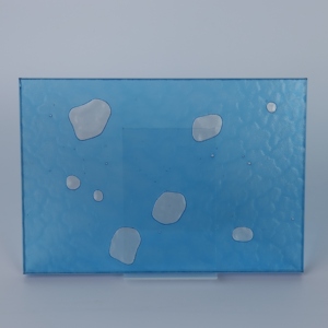 Panneau de verre décoratif texturé bleu avec motif de points blancs, verre artistique pour la décoration de portes et fenêtres de maison et la création de cloisons. - Product Image 6
