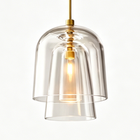 Lustre suspendu moderne vintage en laiton avec cloche en verre et acier pour salle à manger, chambre à coucher, villa, plafond haut, lampe d'intérieur