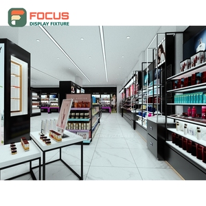 Modern Shop Interior Brushed Stainless Steel Display System Layout Design Beauty Retail Design - Product Image 1