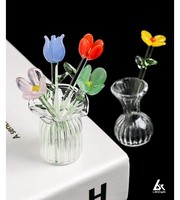 Nouvelle Décoration de Mini Vase en Verre Faite à la Main de Style Japonais avec Glaçure pour Bouquet de Fleurs Fraîches Simulées