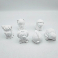 Décor moderne à la maison Mini Figurines en biscuit bricolage mignon peint à la main non peint plâtre Animal 3D Statue ensemble