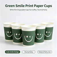 Gobelets en papier jetables à paroi simple, design personnalisé, impression simple avec un sourire, bord lisse, pour la maison, les pique-niques et les événements festifs