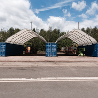 Abri pour conteneur maritime à toit en pente imperméable, assemblage rapide, structure en acier, auvent en PVC pour atelier de stockage extérieur portable