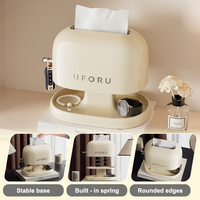 UFORU Distributeur de mouchoirs de bureau style vintage avec base élargie et stable et organisateur à crochets pour lunettes de soleil et montres