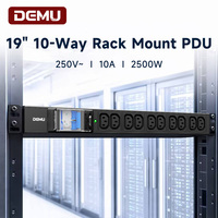 Boîtier de distribution d'alimentation 1U 19 pouces PDU, multiprise de rack, 10 prises IEC C13 10A 2P avec disjoncteur MCB, certifié CE