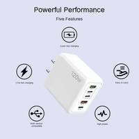 120W USB Typ-C GaN Wandladegerät 2-Port Schnell Tragbares Mobiltelefon-Netzteil QC3.0 Überspannungsschutz für S24 S25