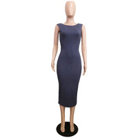 Nouvelle robe dos nu côtelée robe longue tricotée pour femmes robe longue sexy sans manches pour femmes