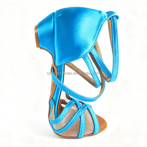 Nouvelles chaussures de danse à semelle souple bleu <span class=keywords><strong>aqua</strong></span>, chaussures de danse latine pour femmes, chaussures à talon bas pour filles, chaussures de salsa pour soirées, sandales d'intérieur pour femmes - Product Image 3